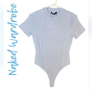 Naked Wardrobe Womens Short Sleeve Body Suit Short Sleeve Sz 1X Blue